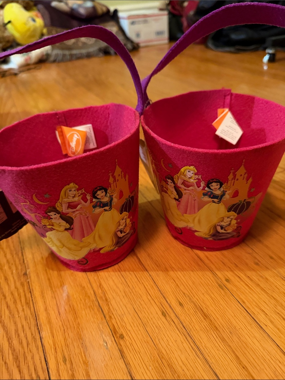 Disney Pink Princess Felt Carry Basket Pair